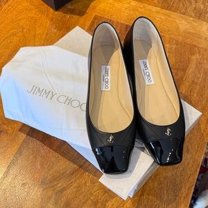 Jimmy Choo Black Patent Leather Flats